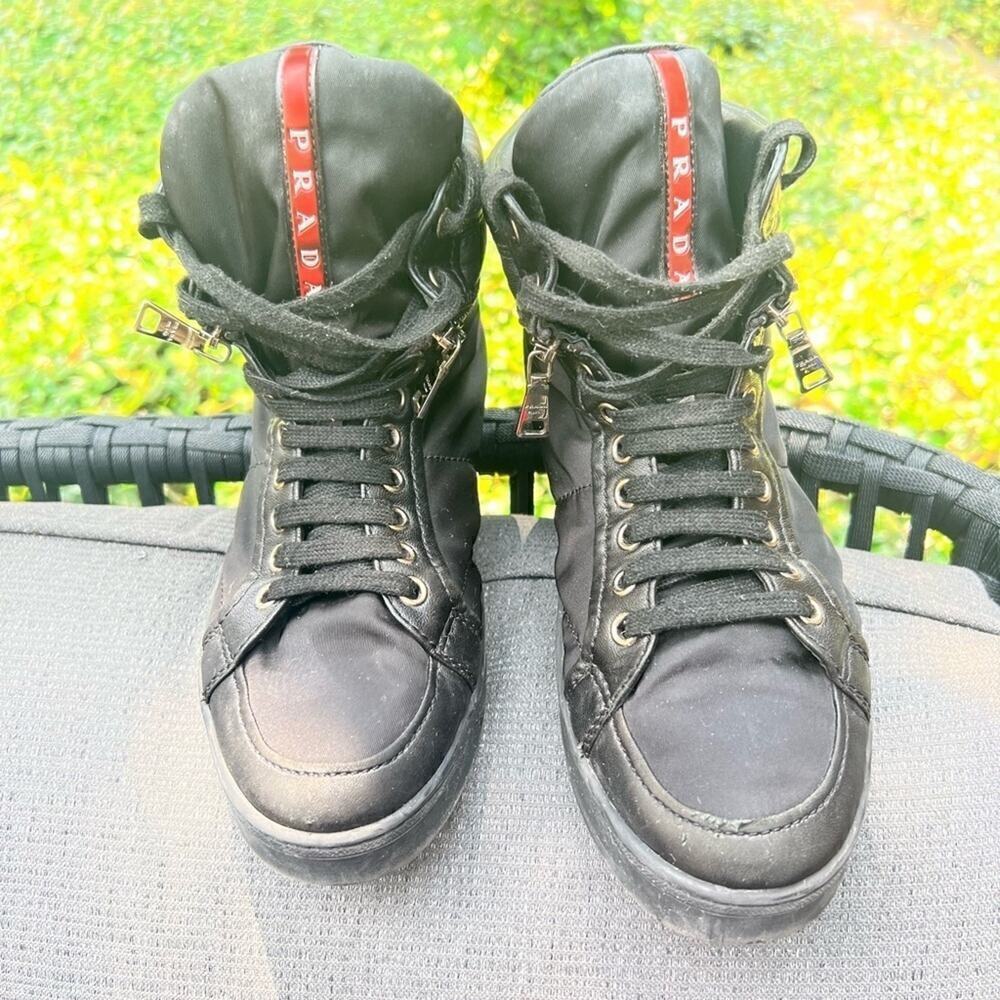 ▶️ Prada ◀️ Women’s High Trainer Sneakers. Size 38 - Picture 4 of 14
